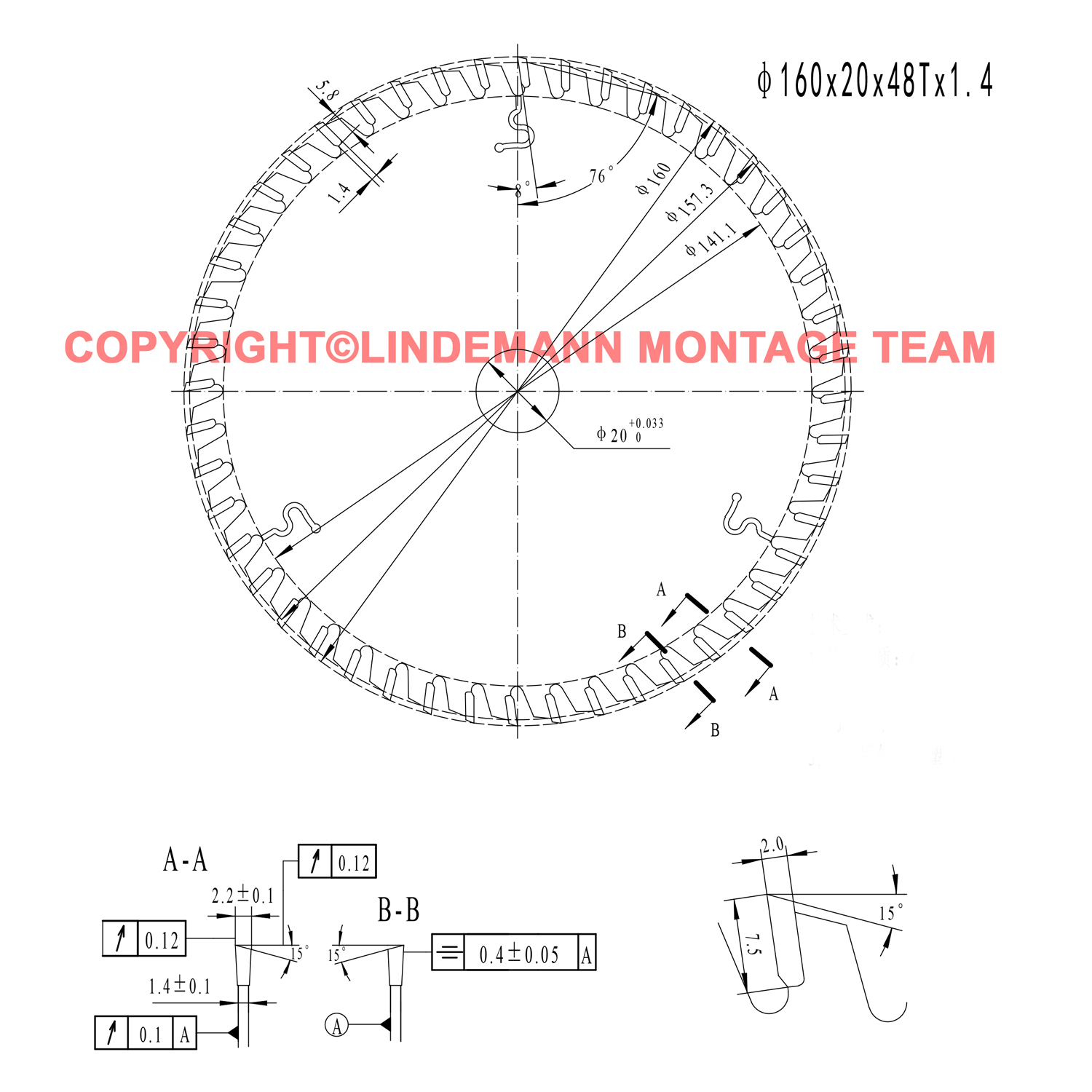 sägeblatt für kreissäge holzsägeblatt 160x20